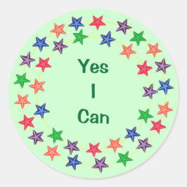 Ja ik kan kringen van kleurrijke sterren Stickers