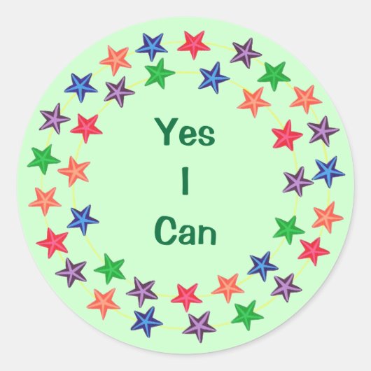 Ja ik kan kringen van kleurrijke sterren Stickers (Voorkant)