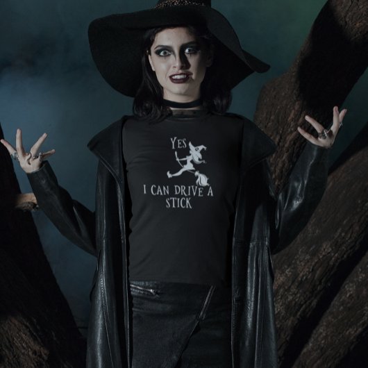 Ja, ik kan rijden een Stick Witch Halloween Grappi T-shirt