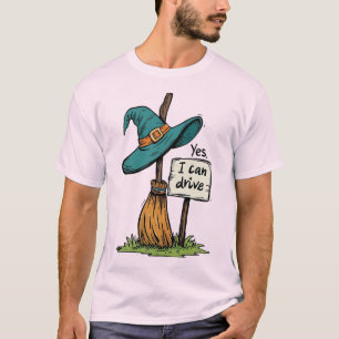 Ja, ik kan rijden een stok grappige Halloween spoo T-shirt