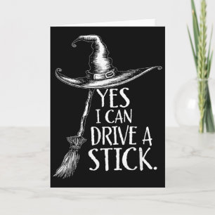 Ja ik kan rijden met een stick grappige Halloween Kaart