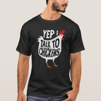 Ja, ik praat met kippen Lady Farmer Chicken Lover. T-shirt