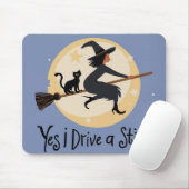 Ja, ik rijd een stok heks vliegen door de maan, muismat (Met muis)
