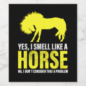 Ja, ik ruik als een paard in geel wijn etiket (Enkel label)