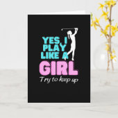 Ja, ik speel als een meisje Golfvrouwen Kaart (Gele Bloem)