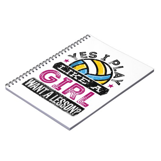 Ja, ik speel als een meisje Volleybalspeler vrouwe Notitieboek (Linkerzijde)