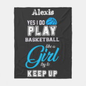 Ja, ik speel Basketball als een meisje blauw Fleece Deken (Voorkant)