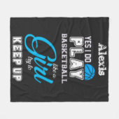 Ja, ik speel Basketball als een meisje blauw Fleece Deken (Voorkant (Horizontaal))