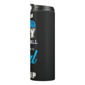 Ja, ik speel Basketball als een meisje blauw Thermosbeker (Geroteerd rechts)