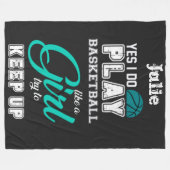 Ja, ik speel Basketball als een meisje Blauwgroen Fleece Deken (Voorkant (Horizontaal))