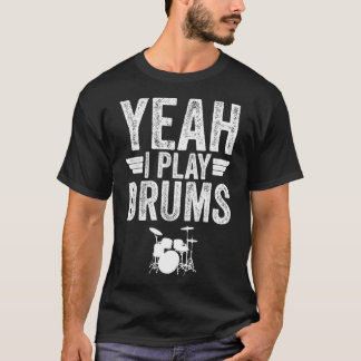 Ja, ik speel Drums Distress Funny Drummer T-shirt