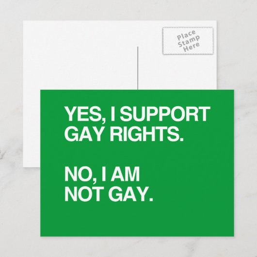 JA, IK STEUN DE RECHTEN VAN DE GAY BRIEFKAART (Voorkant / Achterkant)