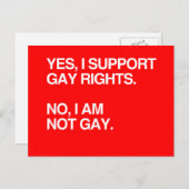 JA, IK STEUN DE RECHTEN VAN DE GAY BRIEFKAART (Voorkant / Achterkant)