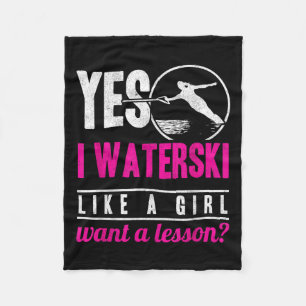 Ja, ik waterski als een meisje Wil een les watersk Fleece Deken