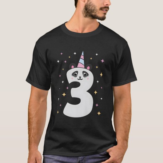 Ja IKM 3 Panda Thema 3e Verjaardag Py T-shirt (Voorkant)