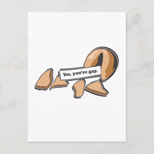 JA, JE BENT GAY FORTUNE COOKIE BRIEFKAART (Voorkant)