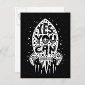 Ja, je kunt Rocketship Briefkaart (Voorkant / Achterkant)