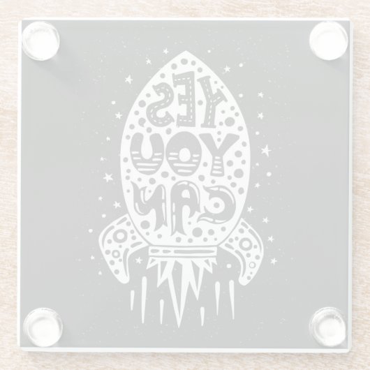 Ja, je kunt Rocketship Glazen Onderzetter (Achterkant)