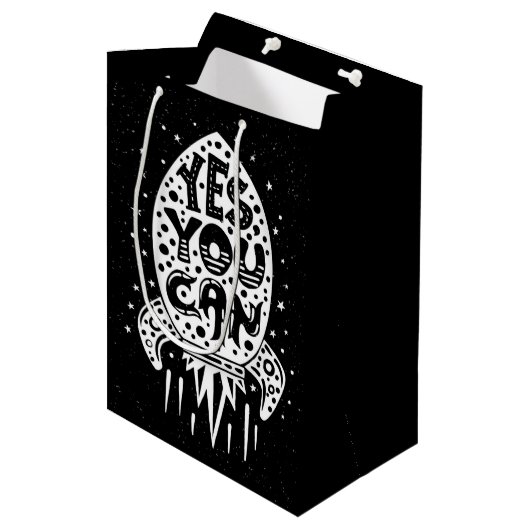 Ja, je kunt Rocketship Medium Cadeauzakje (Voorkant Gekanteld)