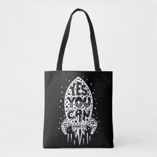 Ja, je kunt Rocketship Tote Bag