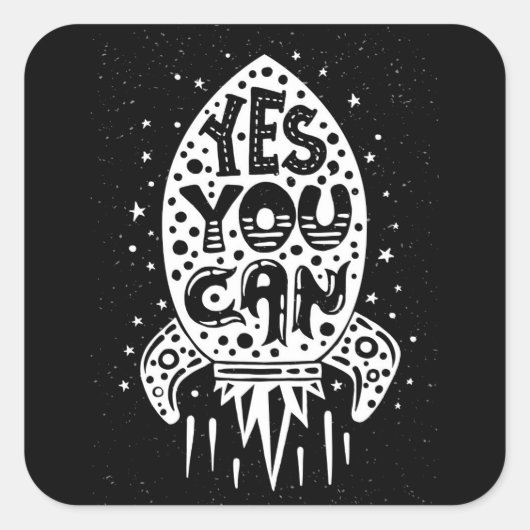Ja, je kunt Rocketship Vierkante Sticker (Voorkant)