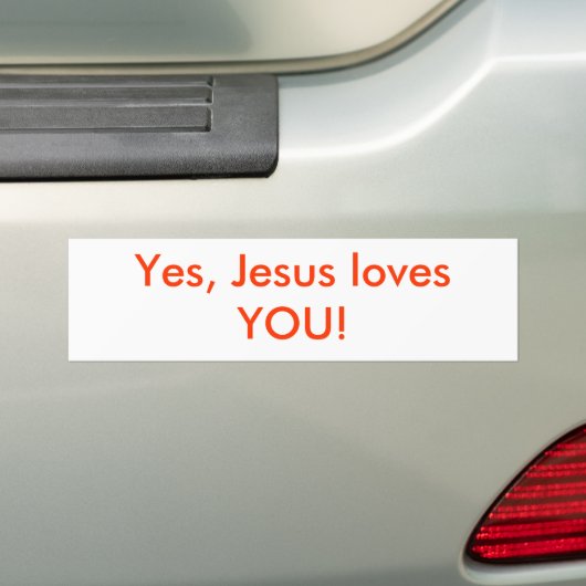 Ja, Jezus houdt van je! Bumpersticker (Op auto)