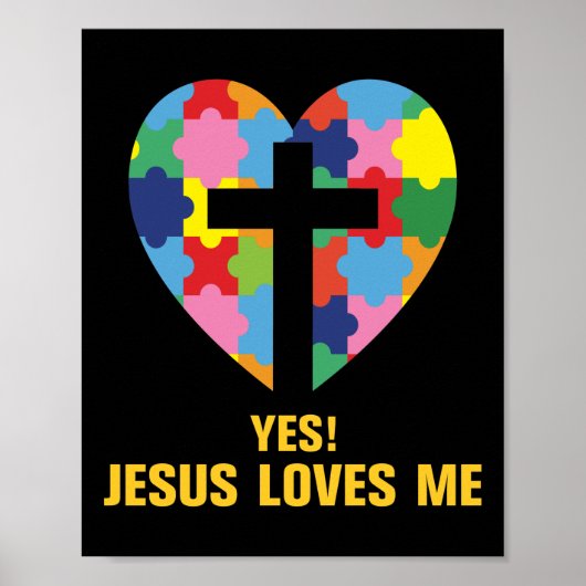 Ja, Jezus houdt van me Autisme Heart Poster (Voorkant)