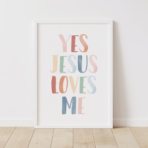 Ja Jezus Houdt Van Mij Regenboog Kinderkamer Decor Poster