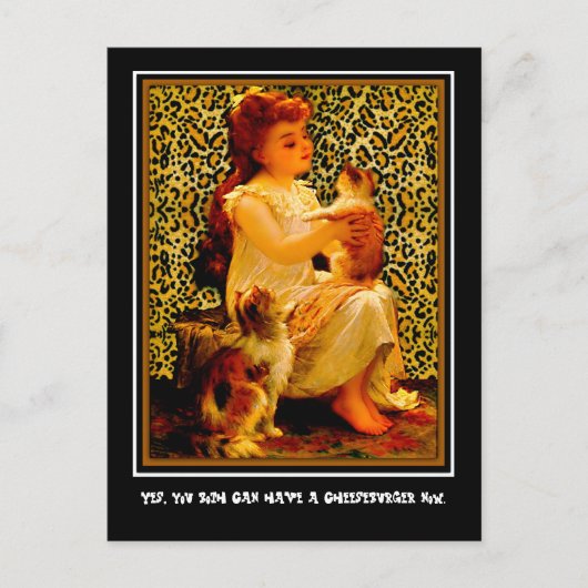 Ja, jullie kunnen nu allebei een cheeseburger hebb briefkaart (Voorkant)