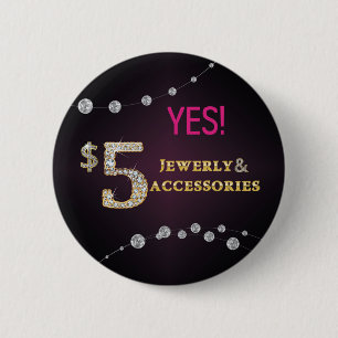 Ja! Knop voor juwelen en Accessoires van $ 5 Ronde Button 5,7 Cm