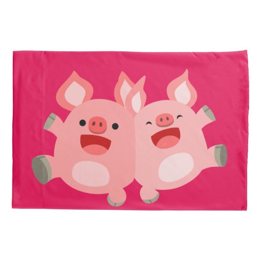 JA! Kute Cartoon varkens Kussensloop (Achterkant)