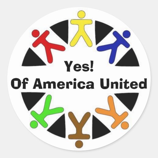 Ja logo, ja! van America United Ronde Sticker (Voorkant)