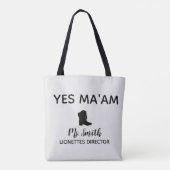 Ja Ma'am Persoonlijke drilteam directeur Tote Bag (Achterkant)