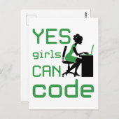 Ja meisjes kunnen een vrouwelijke programmeur code briefkaart (Voorkant / Achterkant)