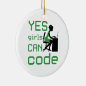 Ja meisjes kunnen een vrouwelijke programmeur code keramisch ornament (Rechts)