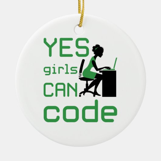 Ja meisjes kunnen een vrouwelijke programmeur code keramisch ornament (Voorkant)