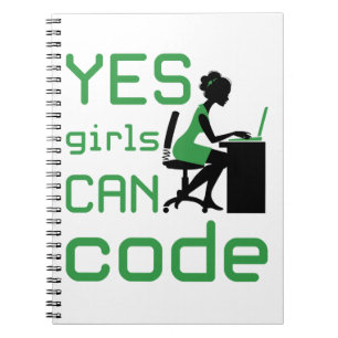 Ja meisjes kunnen een vrouwelijke programmeur code notitieboek