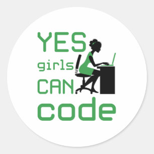 Ja meisjes kunnen een vrouwelijke programmeur code ronde sticker