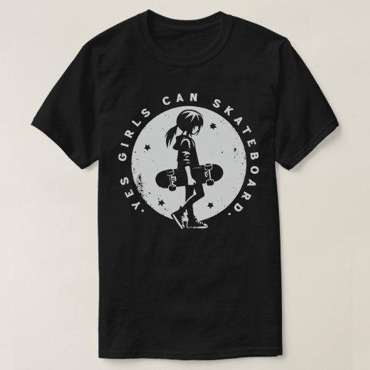 Ja Meisjes kunnen skateboard 1 T-shirt (Design voorkant)
