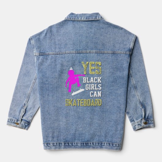 JA MEISJES KUNNEN SKATEBOARD Afro Skater Meisje Denim Jacket (Achterkant)