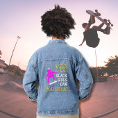 JA MEISJES KUNNEN SKATEBOARD Afro Skater Meisje Denim Jacket