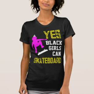 JA MEISJES KUNNEN SKATEBOARD Afro Skater Meisje T-shirt