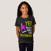JA MEISJES KUNNEN SKATEBOARD Afro Skater Meisje T-shirt (Voorkant volledig)