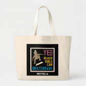JA MEISJES KUNNEN SKATEBOARD Retro Afro Skater Mei Grote Tote Bag (Voorkant)
