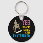 JA MEISJES KUNNEN SKATEBOARD Retro Afro Skater Mei Sleutelhanger (Voorkant)
