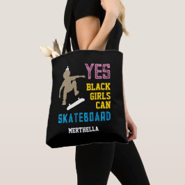 JA MEISJES KUNNEN SKATEBOARD Retro Afro Skater Mei Tote Bag
