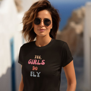 Ja, Meisjes Vliegen, Inspirerend, Retro, Kleurig T-shirt