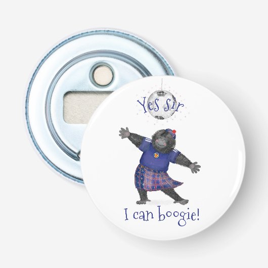 Ja meneer, ik kan boogie gorilla flesopener button flesopener (Voorkant)