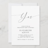 Ja | Modern Stijlvol Script White Engagement Party Kaart (Voorkant)