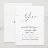 Ja | Modern Stijlvol Script White Engagement Party Kaart (Voorkant / Achterkant)